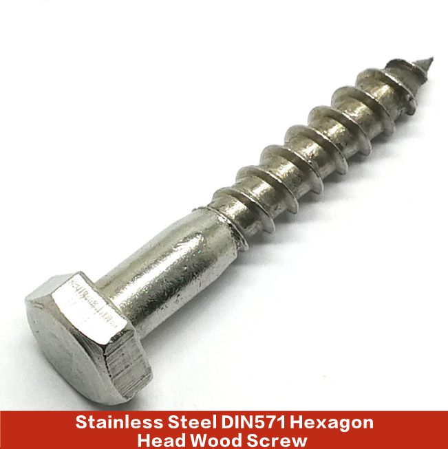 Hexagon Wood Screws - 6 x 20 mm - (Pack of 100) - DIN 571 - Key Screws -  Wood Screws - Stainless Steel A2 V2A - SC571