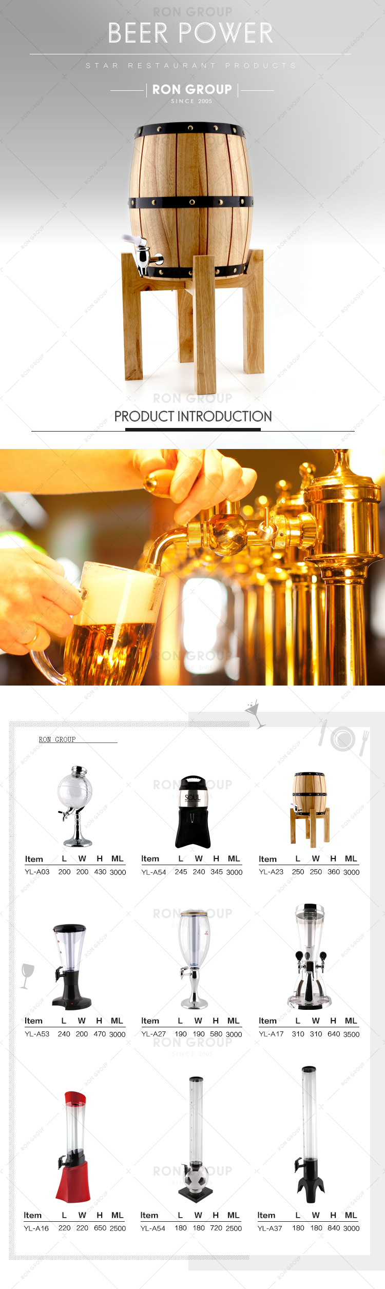 Custom logo bar restaurant plastic 3L beer water dispenser