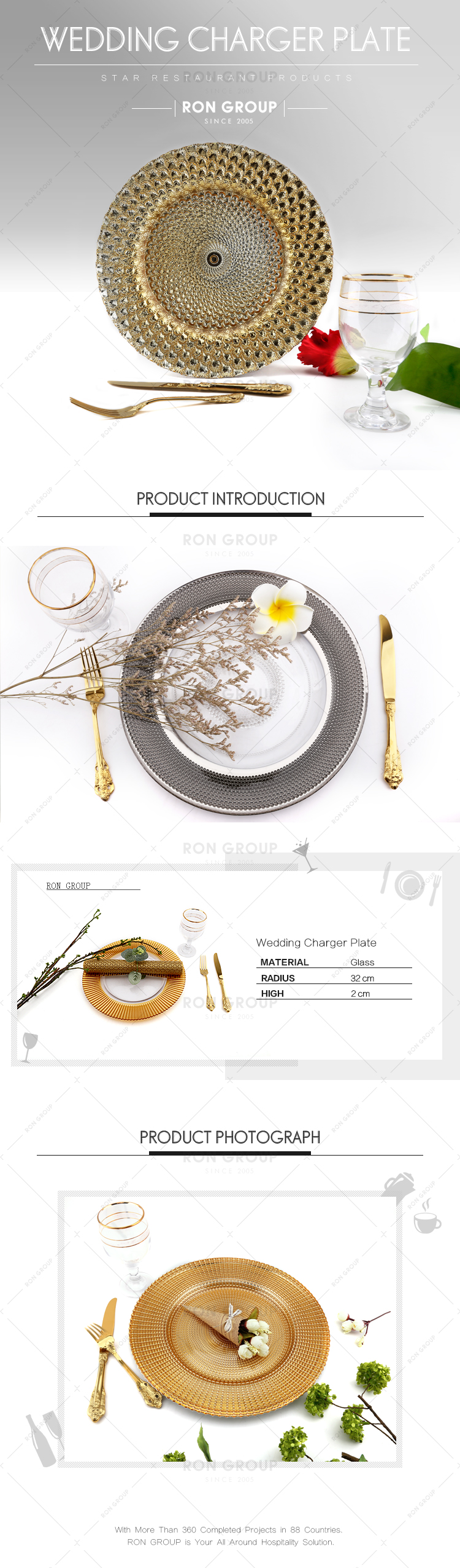 Foshan wholesale elegant gold charger plates for wedding decoration