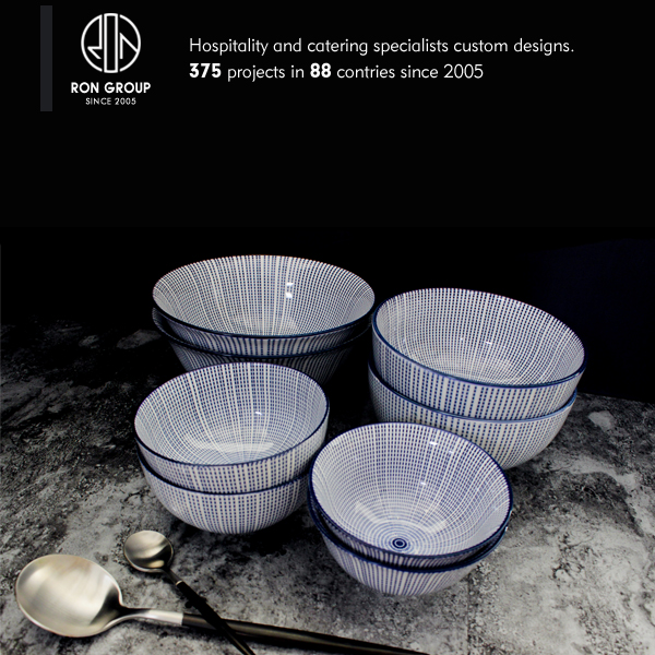 Wholesale restaurant 15cm diameter round large ceramic fruit salad bowl