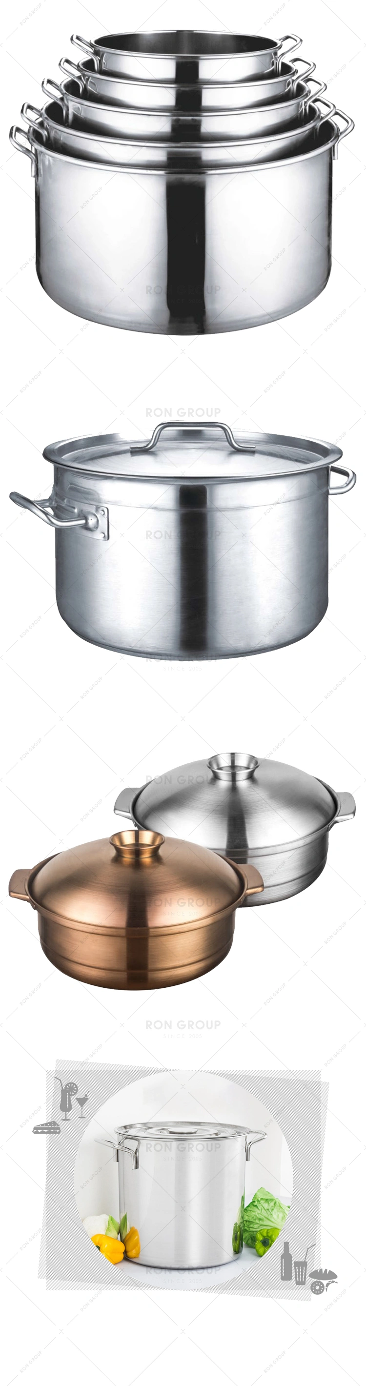 Commercial restaurant stainless steel large cooking pot for sale