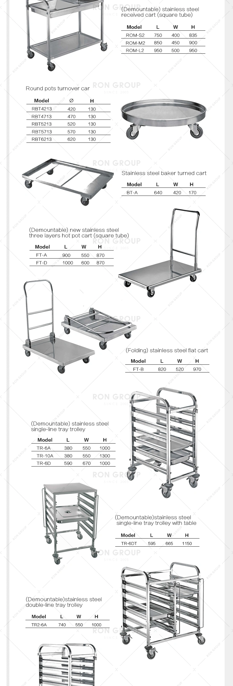 Restaurant 2 Tier stainless steel kitchen service trolley with wheels