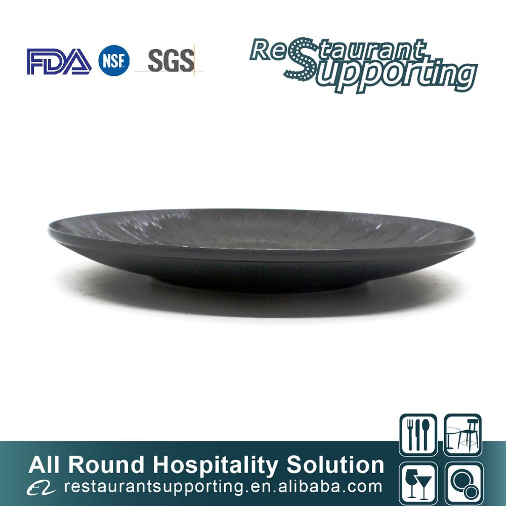 Custom high quality black melamine serving plate for restaurant dinner