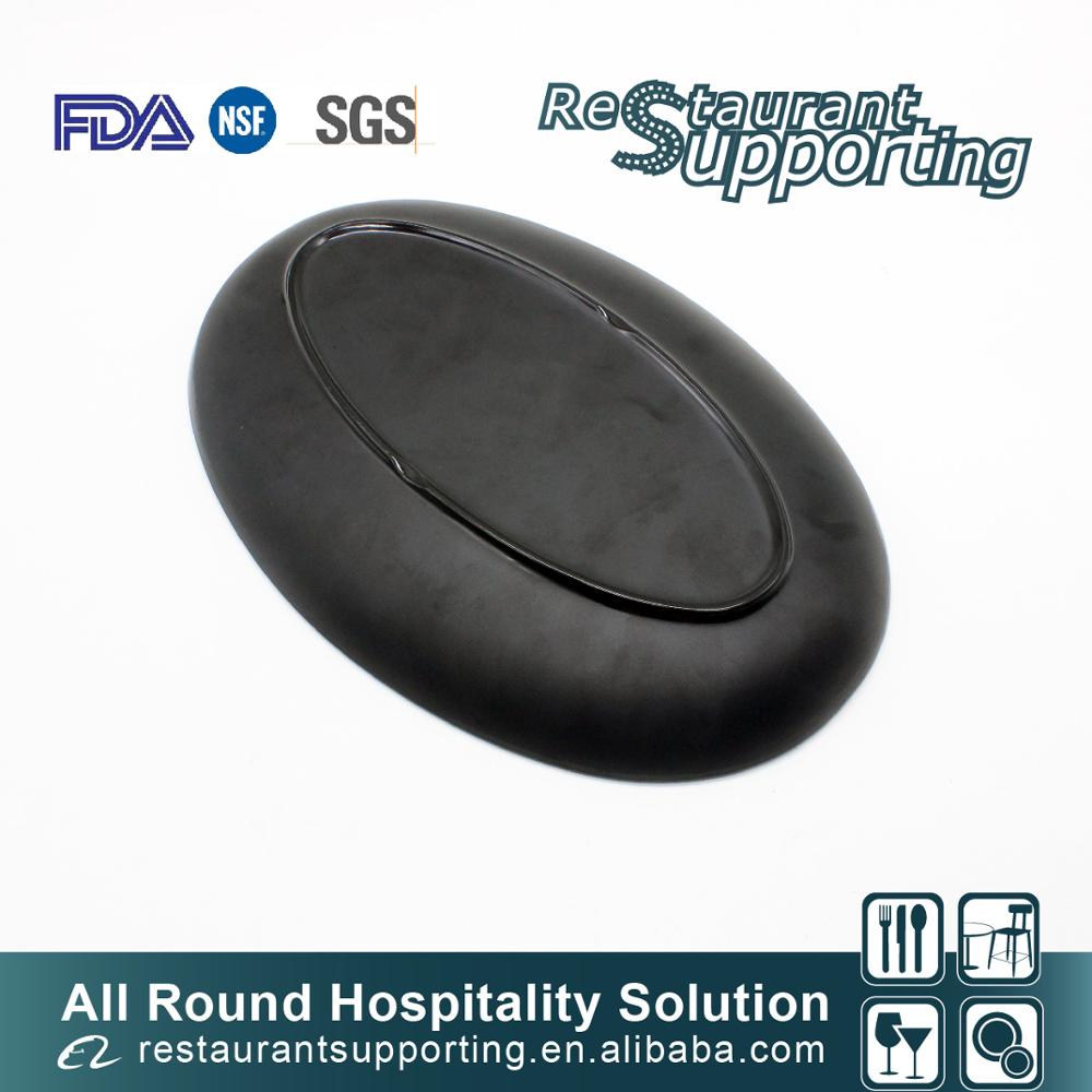 Custom high quality black melamine serving plate for restaurant dinner