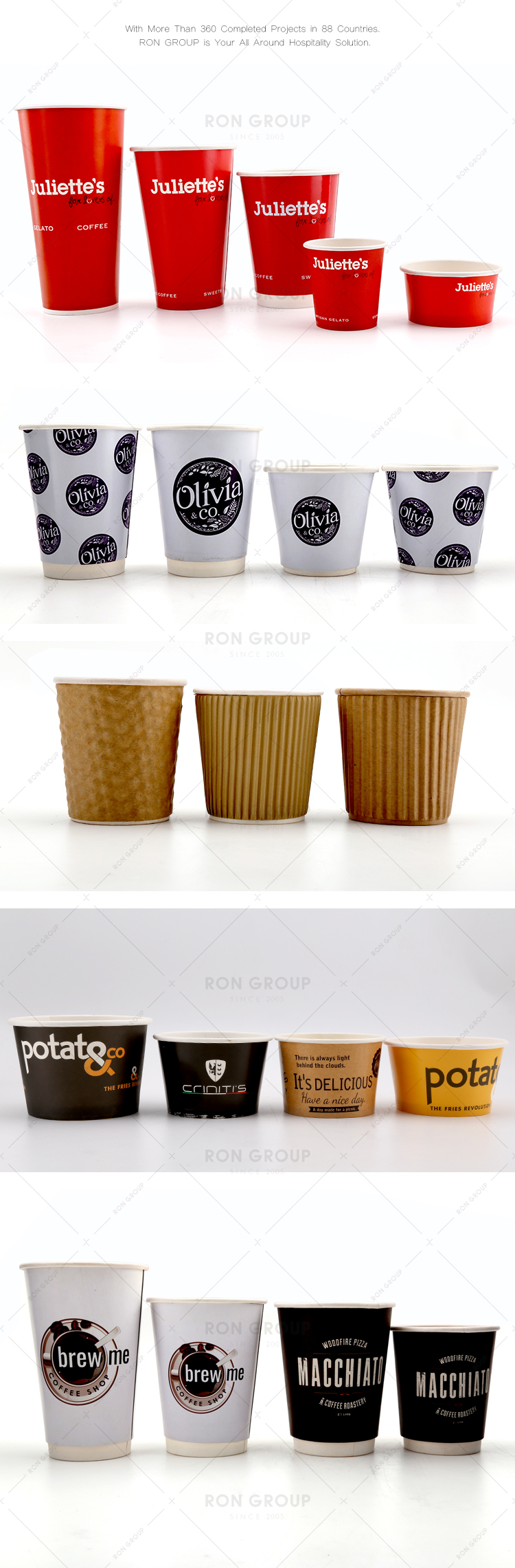 Biodegradable food grade logo printed disposable drink and snack paper cup
