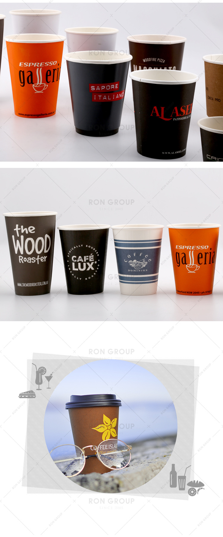Biodegradable food grade logo printed disposable drink and snack paper cup