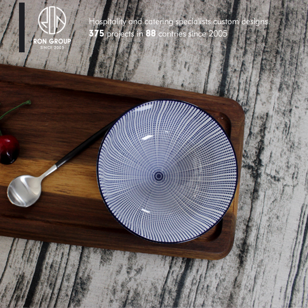 Foshan custom printed logo restaurant ceramic curry bowl