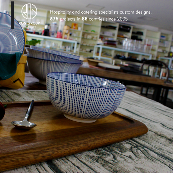 Foshan custom printed logo restaurant ceramic curry bowl