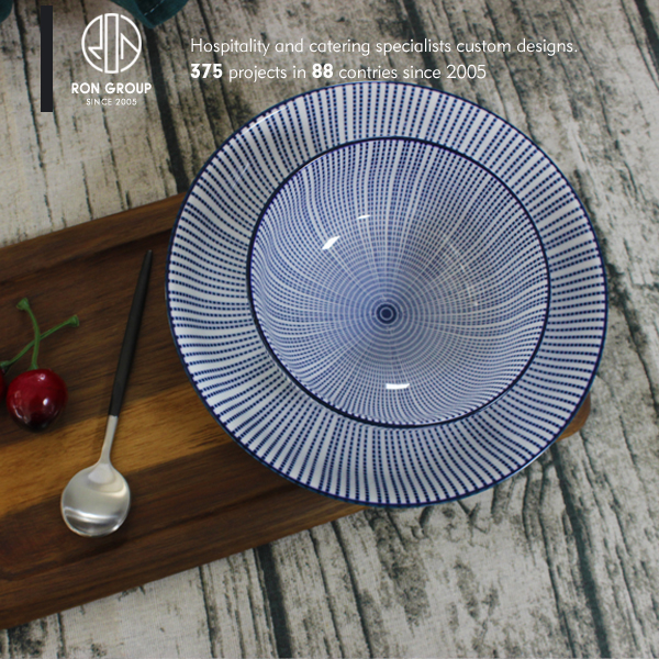 Foshan custom printed logo restaurant ceramic curry bowl
