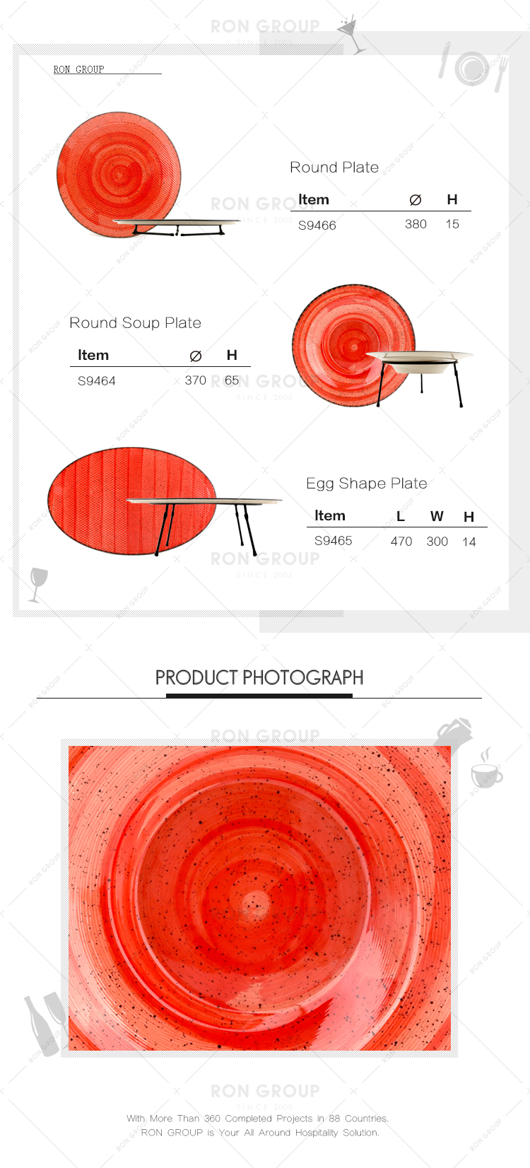 Food grade custom logo printed colored restaurant ceramic plates
