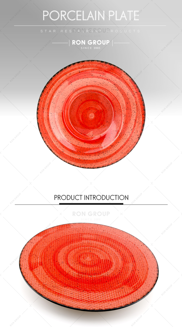Food grade custom logo printed colored restaurant ceramic plates