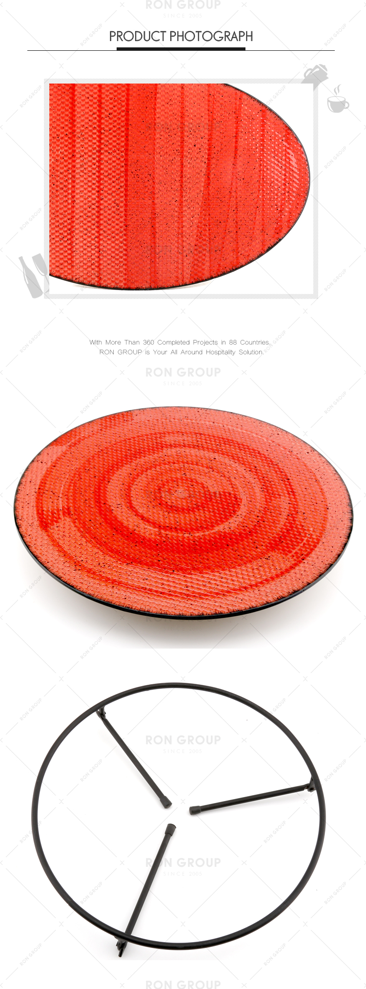 Food grade custom logo printed colored restaurant ceramic plates