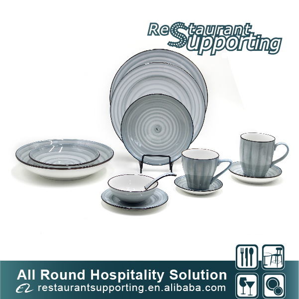 Hot selling custom coffee shop bule round decorative ceramic plate