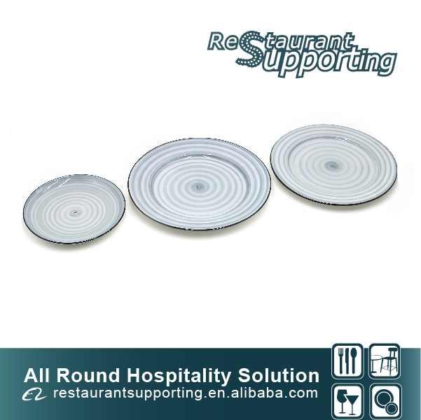 Hot selling custom coffee shop bule round decorative ceramic plate