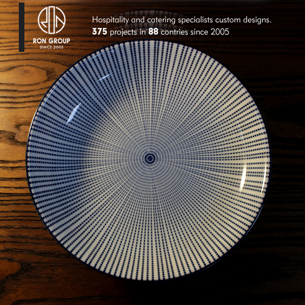 Japanese restaurant food grade 18cm round porcelain plate set