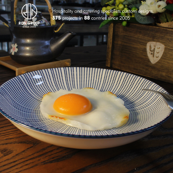 Japanese restaurant food grade 18cm round porcelain plate set