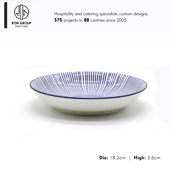Japanese restaurant food grade 18cm round porcelain plate set