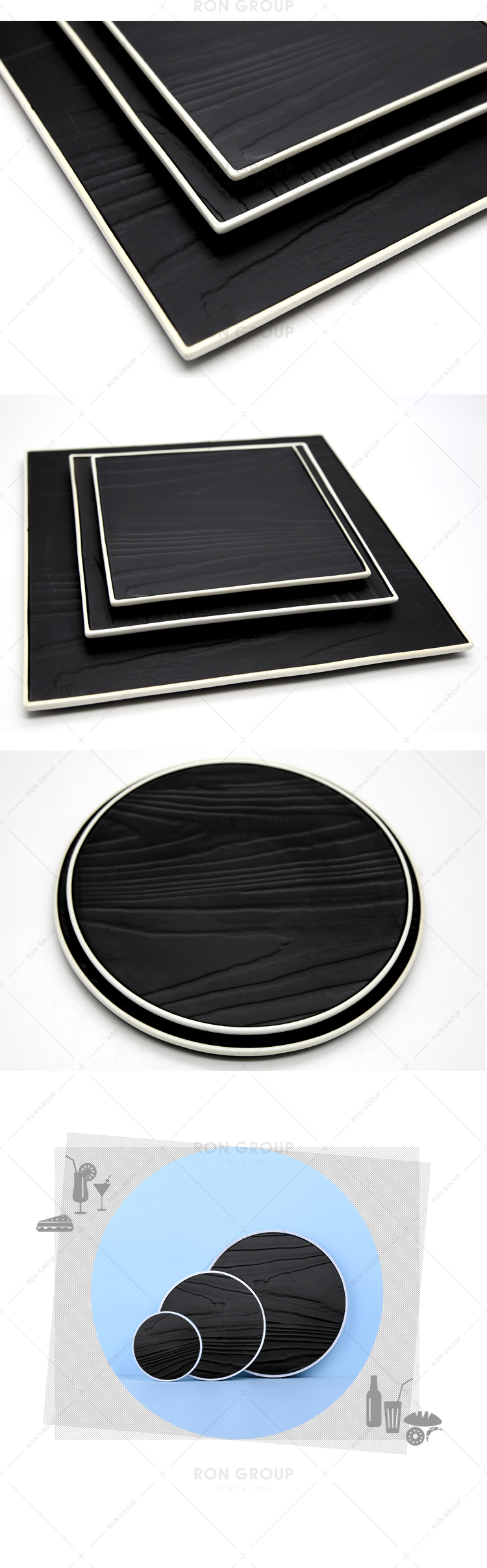 Restaurant black color unbreakable ceramic microwave dish plate