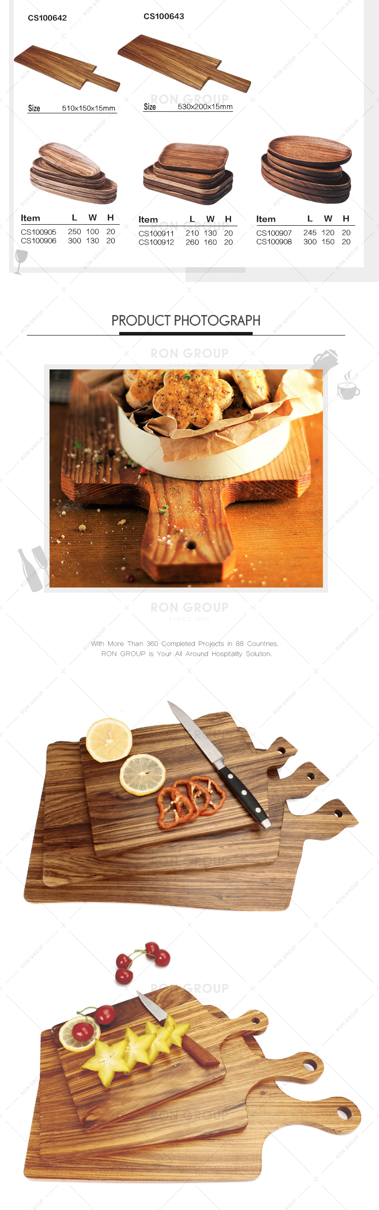Wholesale Italian style restaurant natural wood pizza board with handle