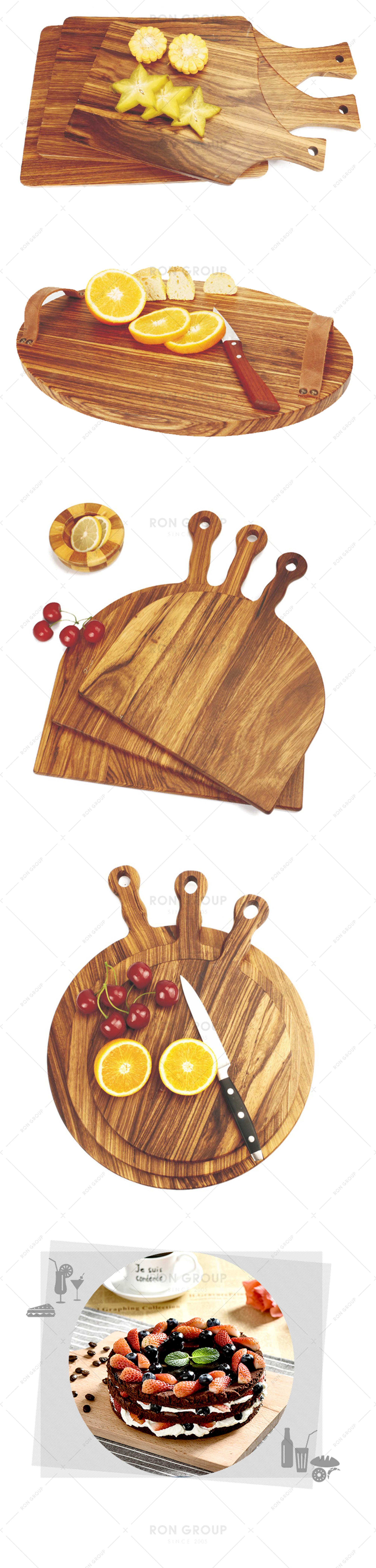Wholesale Italian style restaurant natural wood pizza board with handle