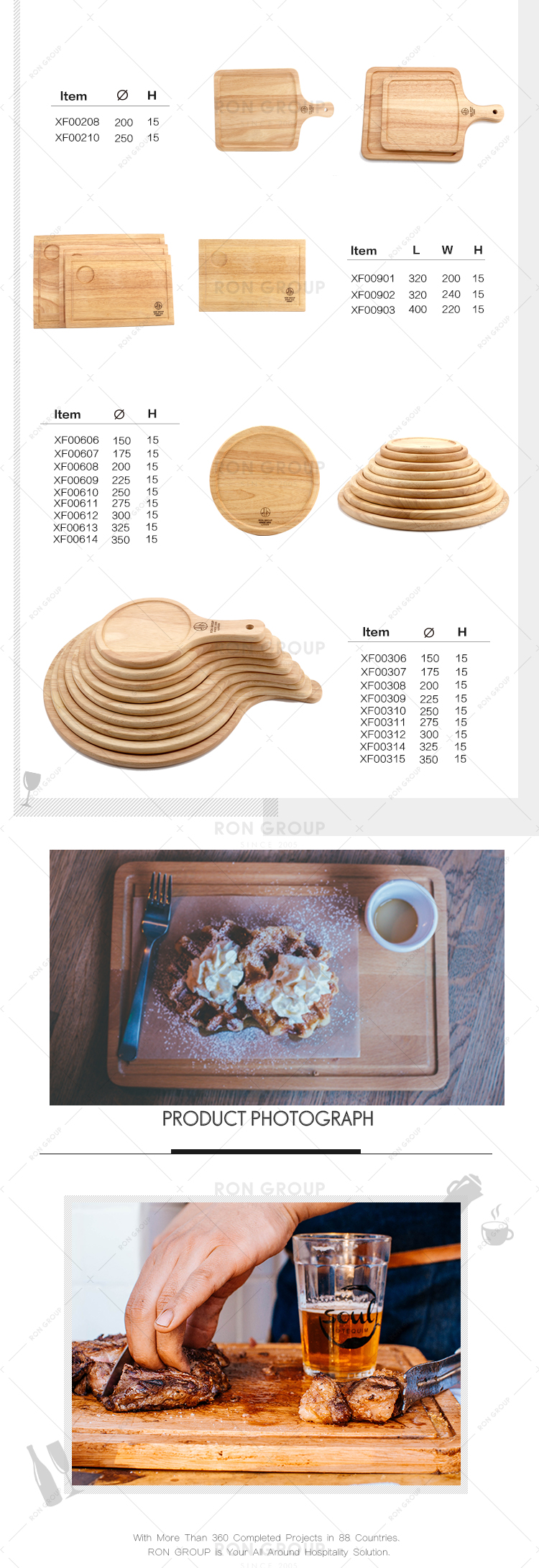 Custom restaurant pizza cutting board wooden food serving board