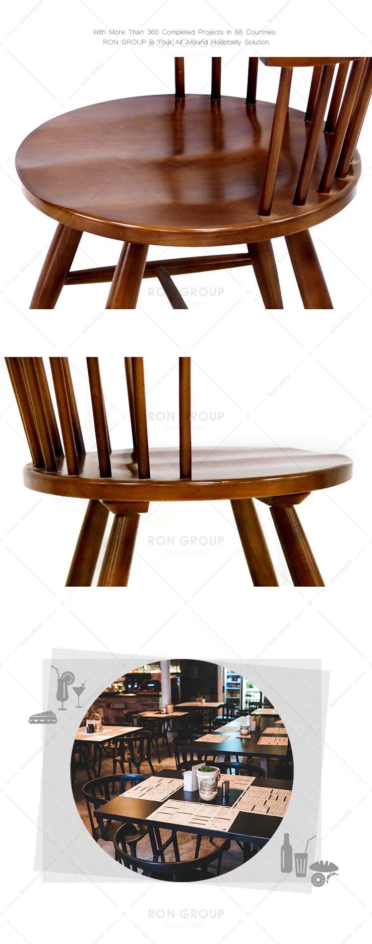 Cafe club elegant durable wooden restaurant chair for sale used