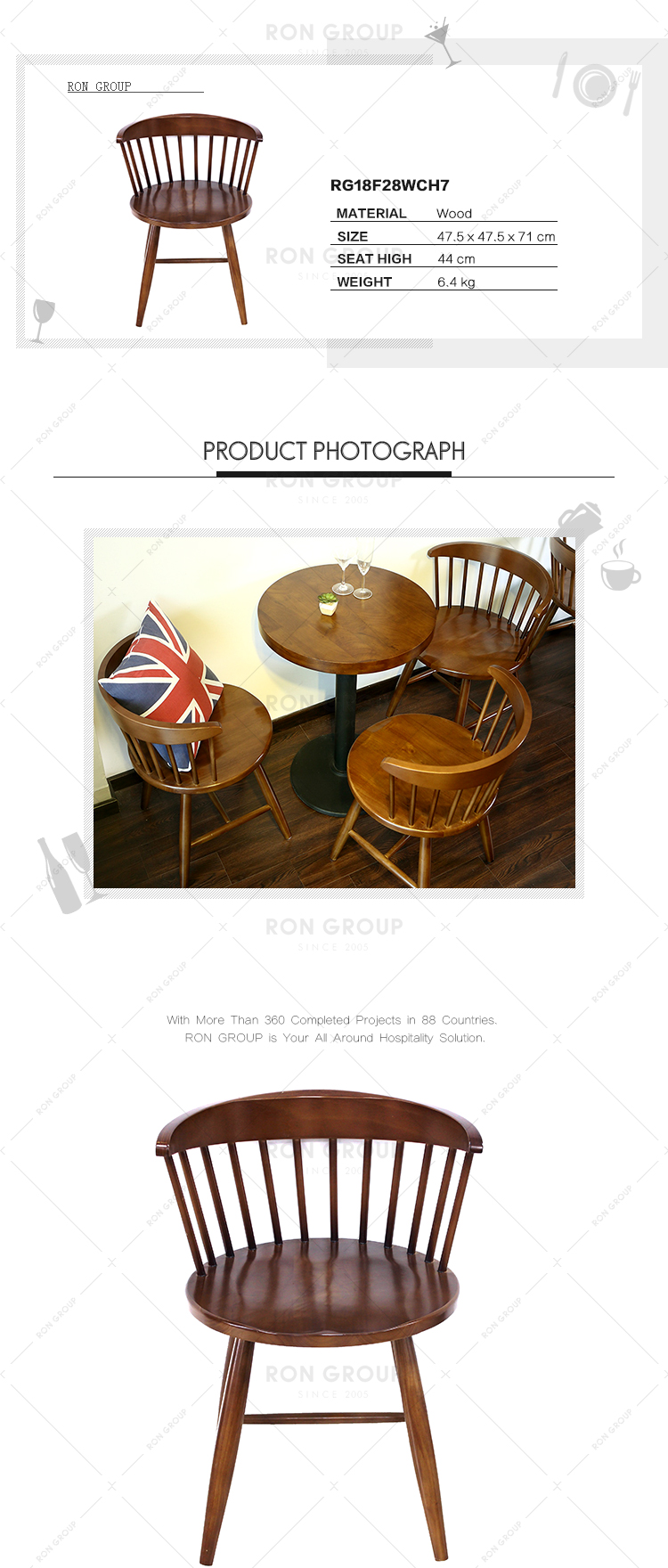 Cafe club elegant durable wooden restaurant chair for sale used