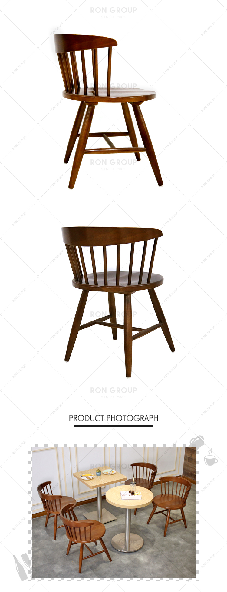 Cafe club elegant durable wooden restaurant chair for sale used