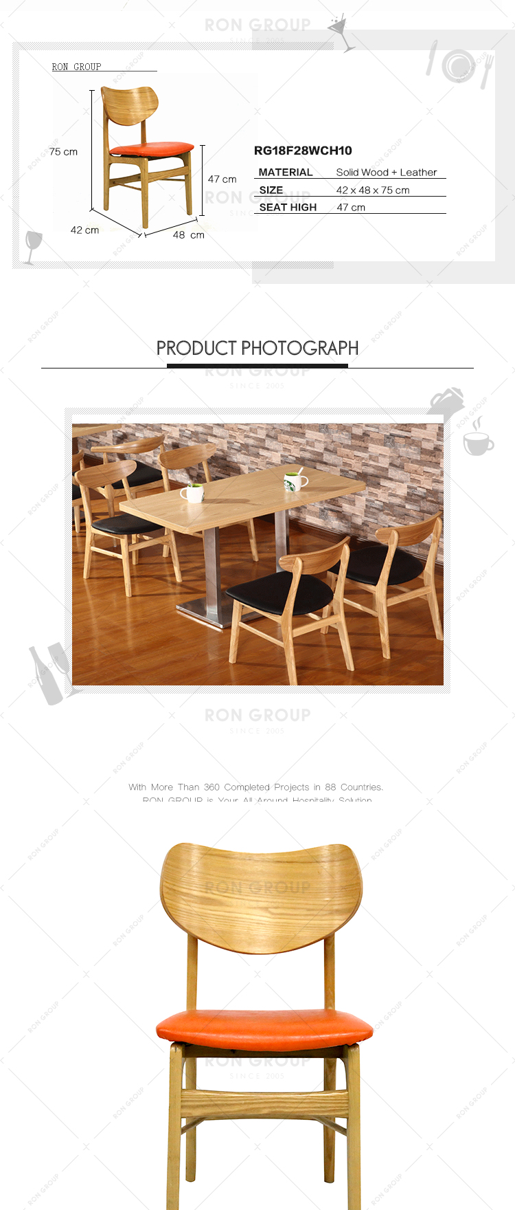 Factory customized modern restaurant furniture wooden dining chairs