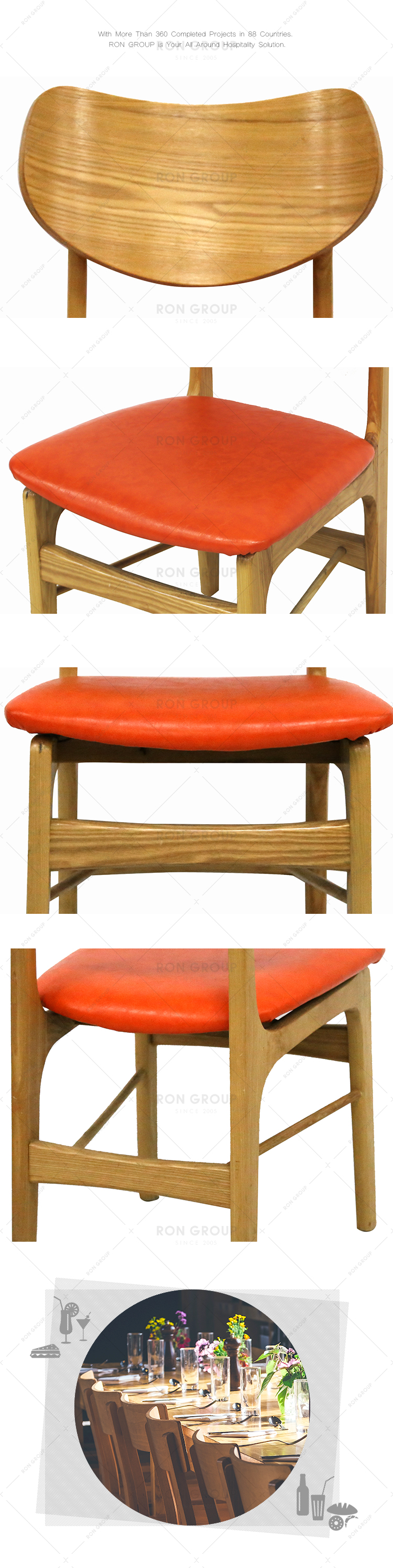 Factory customized modern restaurant furniture wooden dining chairs