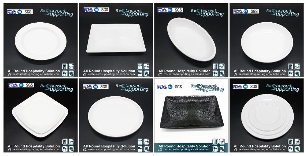 Hot selling custom logo restaurant ivory white square dinner plate
