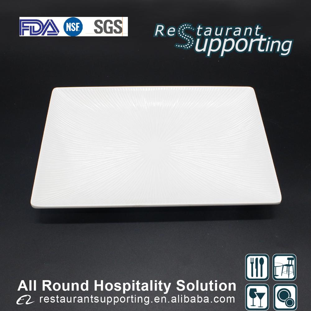 Hot selling custom logo restaurant ivory white square dinner plate