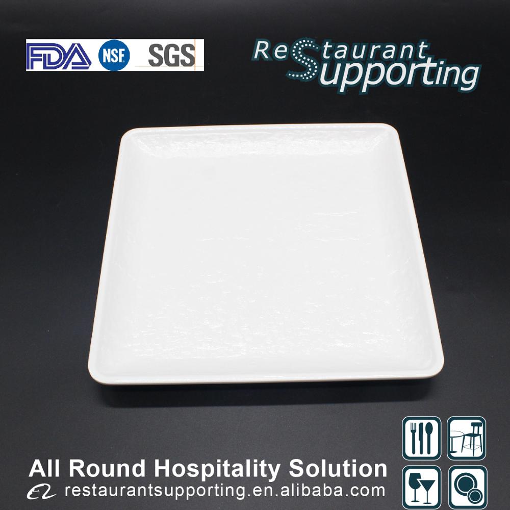 Hot selling custom logo restaurant ivory white square dinner plate