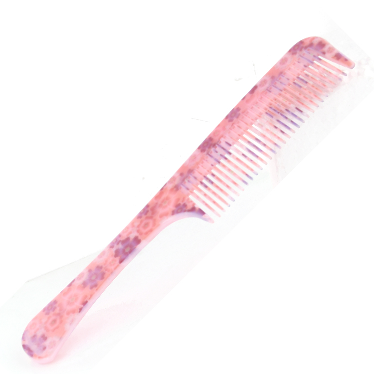 Xinlinda brand professional styling china made flower girlish pink color printed plastic hair comb
