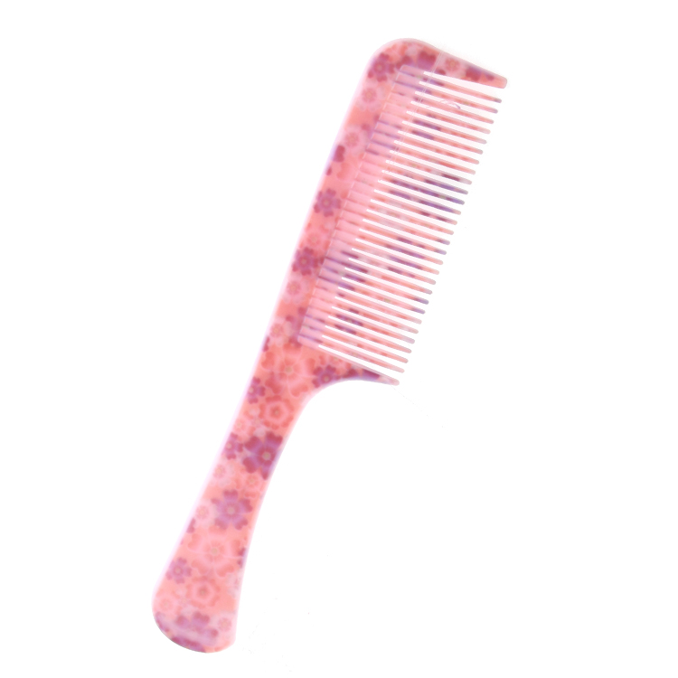 Xinlinda brand professional styling china made flower girlish pink color printed plastic hair comb