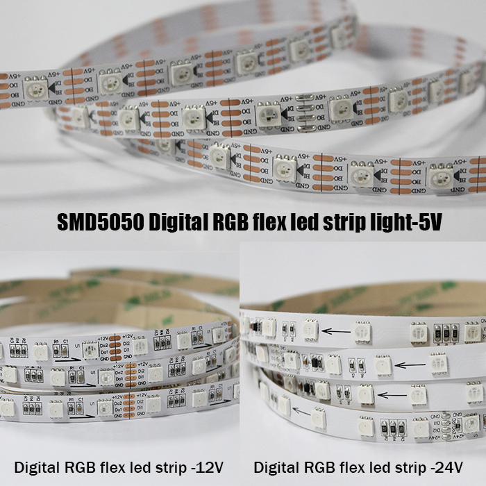 Waterproof WS2811 WS2812b WS2813 Addressable SMD 5050 RGB 5V 12V 24V Led Strip