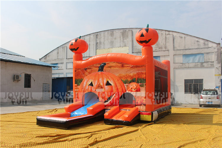 New design Halloween pumpkin design bouncer combo inflatable dry and wet combo for kids and adults JFCB-026-3.JPG