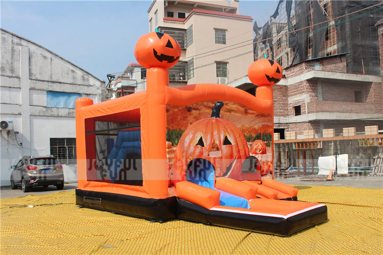 New design Halloween pumpkin design bouncer combo inflatable dry and wet combo for kids and adults JFCB-026-4.JPG
