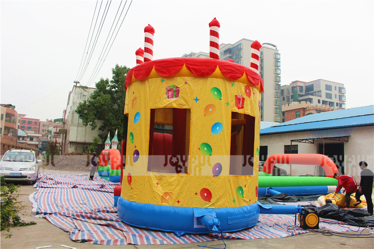 Factory price inflatable birthday cake inflatable bouncer house for party JFBC-012-3.JPG