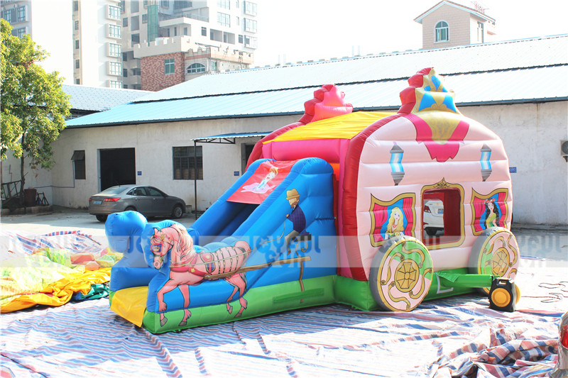 Princess carriage inflatable combo jumping bouncy castle with dry slide JFCB-006-3.JPG