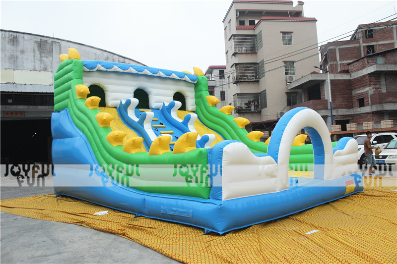 Factory new product double line slide inflatable colorful dry slide for sale JFSD-D18-1.JPG