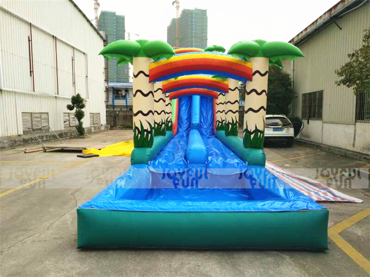 Giant New design inflatable wet tropical slide with water splash pool inflatable wet slide for sale JFSD-GW02-3.jpg