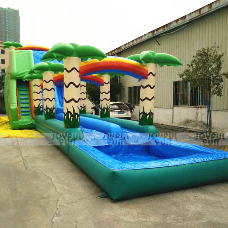 Giant New design inflatable wet tropical slide with water splash pool inflatable wet slide for sale JFSD-GW02, 1.jpg