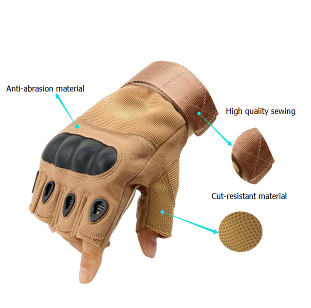 Tan fingerless glove