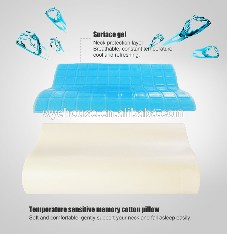 Silicone Pillow Gel Cushion Orthopedic Anti Snore Memory Foam Cooled Gel Pillow Ice Cooling Gel Memory Foam Pillow For Hospital