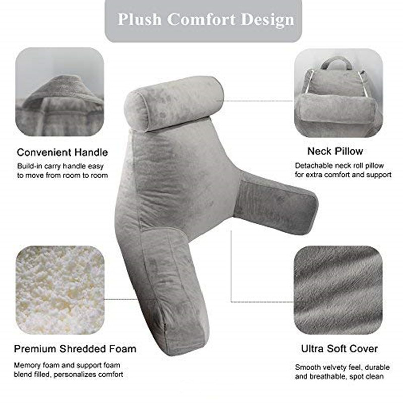 Perfect Back Support Rest Pillow While Relaxing Gaming Reading or Watching TV -Soft Velour Cover Shredded Foam Reading Pillow