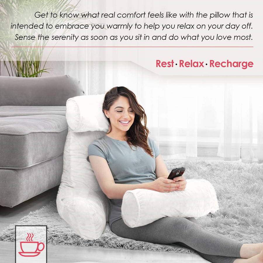 Reading Pillow-Shredded Foam Reading Pillow with Detachable Neck Roll Pillow-Great Support for Reading Relaxing