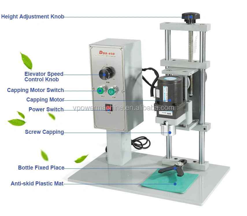 DDX450 10-50 mm Semi-automatic Electric Table Round Bottle Cap Screwing Capping Machine for water bottle,capsule bottle,Cosmetic