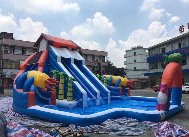 inflable tobogan con piscina