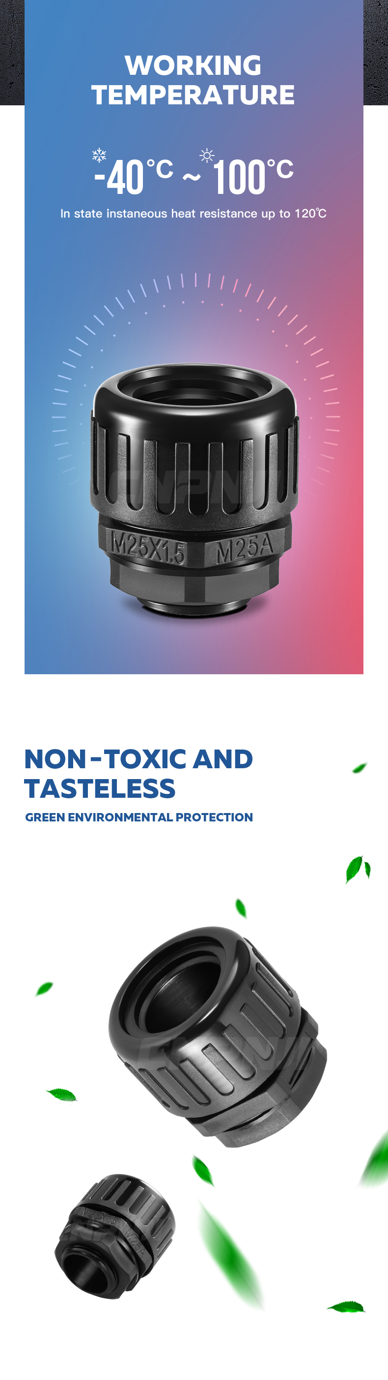 Hot Sell Rohs IP68 plastic pipe fittings Metric Type Waterproof Custom Cable Gland Size